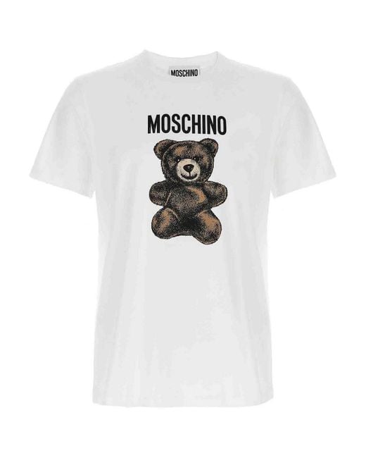 Moschino White 'Teddy' Print T-Shirt for men