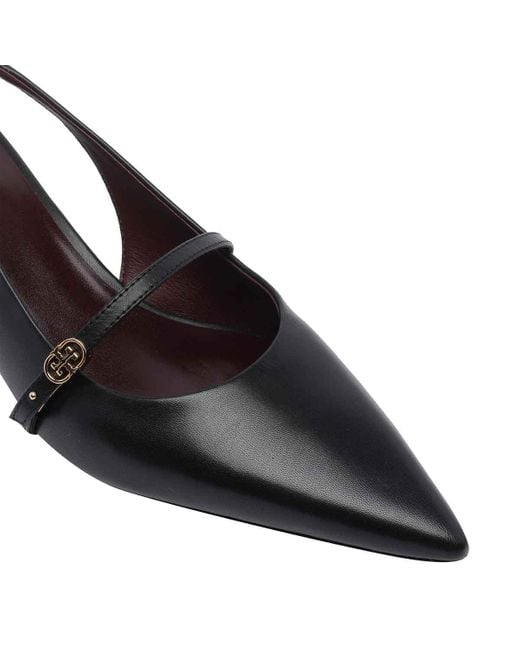 Tory Burch Black Double T Buckle Slingback