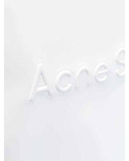 Acne White Logo Tote Bag for men