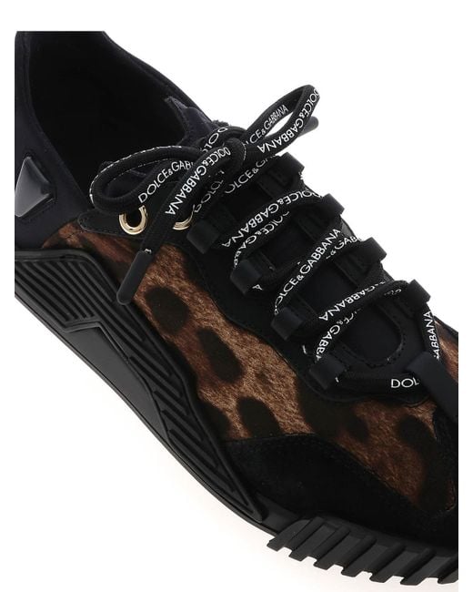 Dolce & Gabbana Black Animal Print Detail Sneakers In