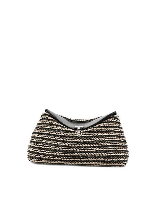 Totême Black T-Lock Leather Clutch Bag