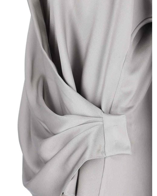 Giorgio Armani Gray Silk Asymmetrical Shirt