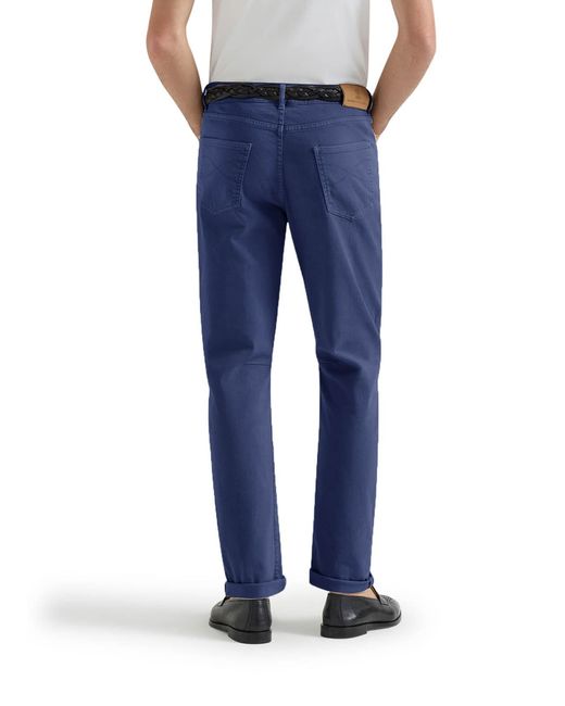 Brunello Cucinelli Blue Five-Pocket Garment-Dyed Denim Trousers for men