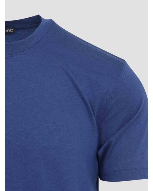 Tom Ford Blue Cotton Blend T-Shirt for men