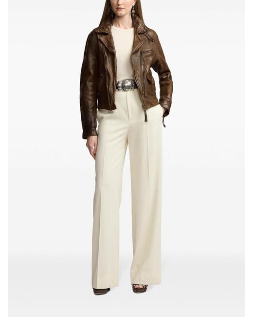 Polo Ralph Lauren Brown Studded Moto Jacket
