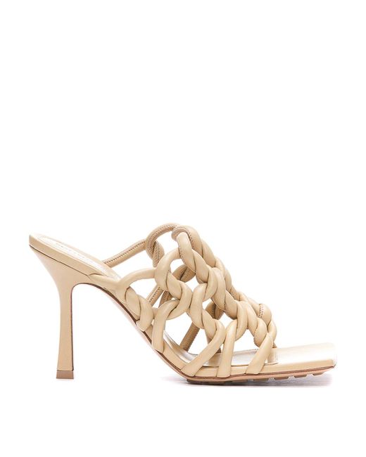 Bottega Veneta Metallic Twisted Tubular Leather Sandals For