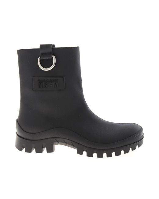 MSGM Black Rubberized Ankle Boots