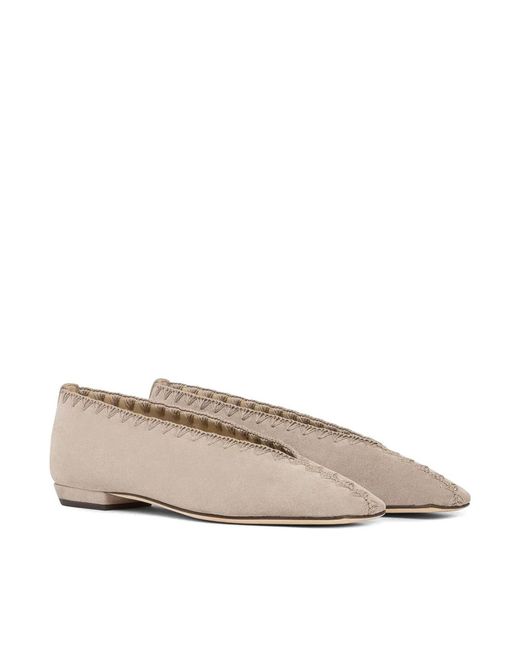 Giorgio Armani Brown Suede Ballerinas With Embroidery