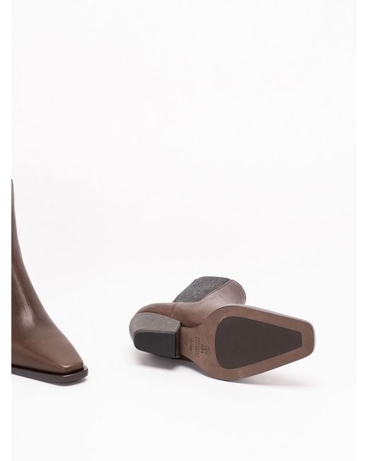 Brunello Cucinelli Brown Ankle Boots With Heels