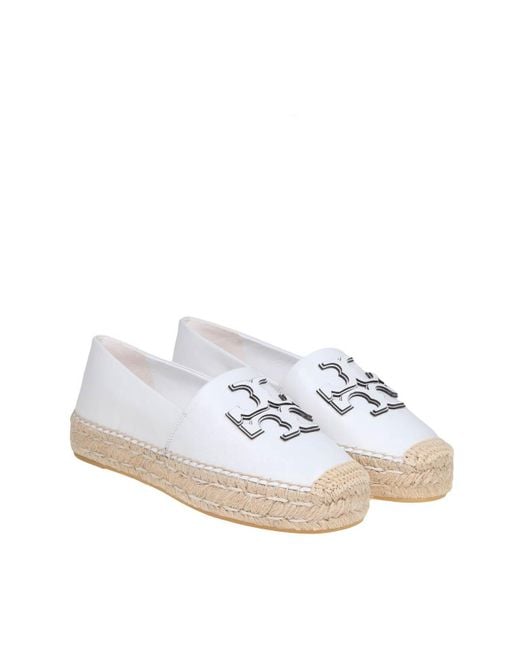 Tory Burch White Ines Platform Espadrilles In Leather