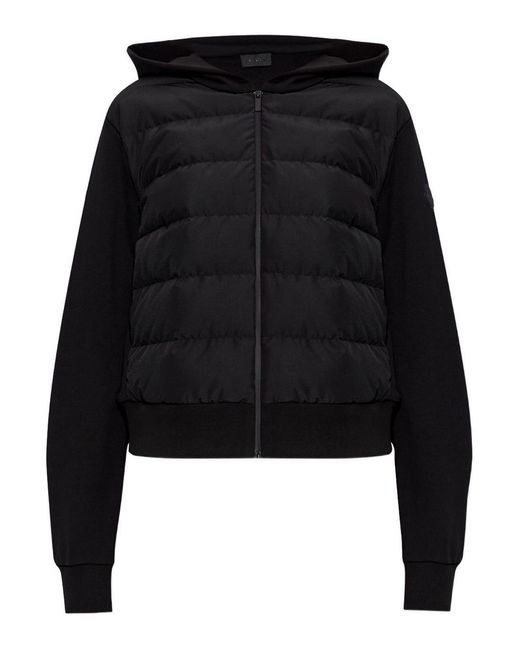 Moncler Black Padded Cotton Sweatshirt With Hood And Zip