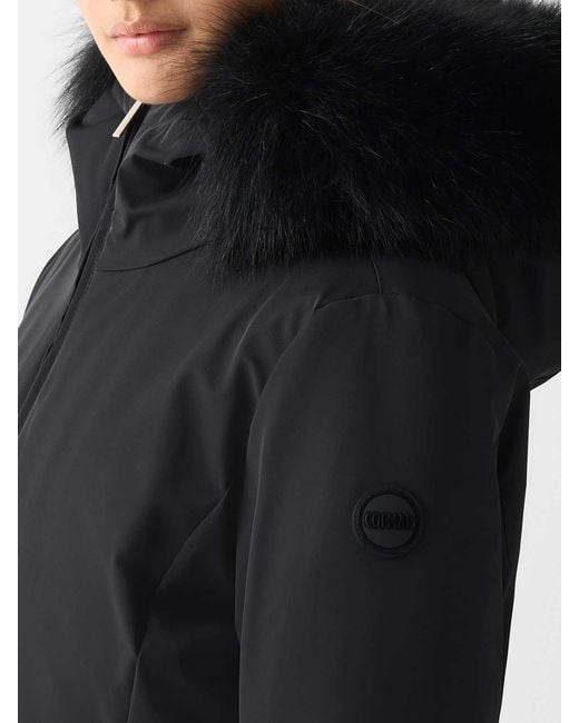 Colmar Black Waterproof Down Jacket With Fur