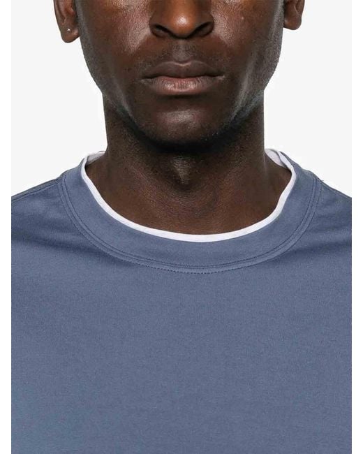 Brunello Cucinelli Blue T-Shirt With Faux-Layering for men