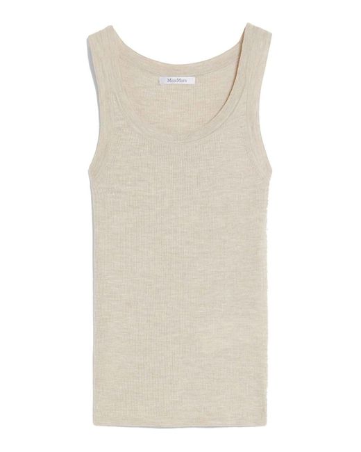 Max Mara Natural Eliadi Ribbed Wool Top