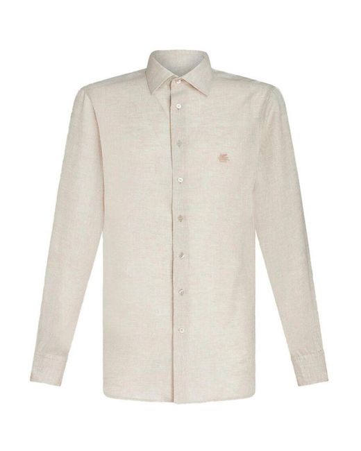Etro White Pegaso Logo Embroidered Shirt for men