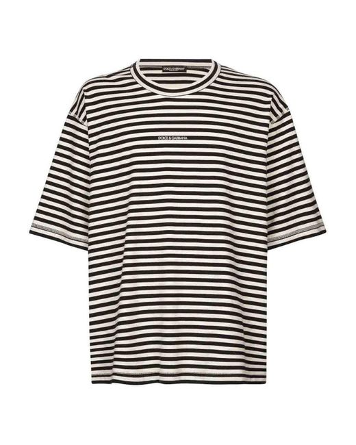 Dolce & Gabbana Black Striped T-shirt for men