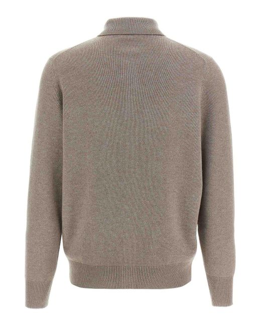 Brunello Cucinelli Gray Flap-Pocket Collared Cardigan for men