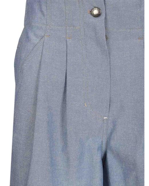 Moncler Blue Chambray Cotton Shorts