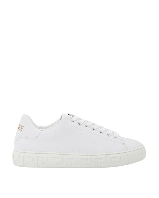 Versace White Leather Sneakers With La Greca Motif