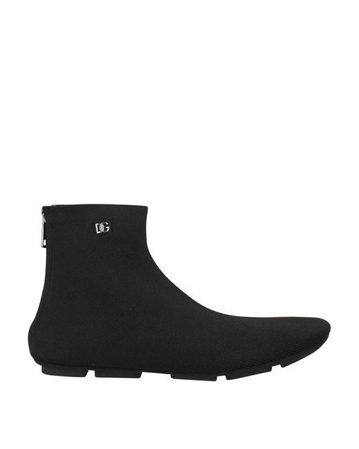 Dolce & Gabbana Black Ankle Boot In Stretch Jersey for men