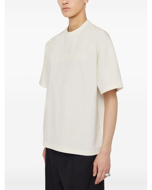 Jil Sander White T-Shirt With Front Logo for men
