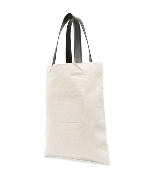 Jil Sander White Book Tote Linen Shopping Bag