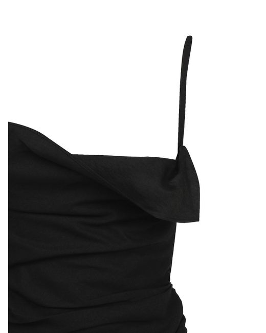 Jacquemus Black Saudade Asymmetric Draped Mini Dress