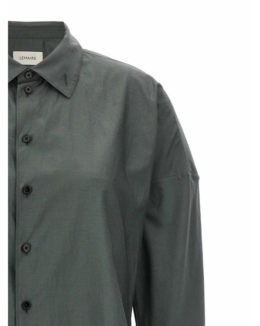 Lemaire Green Fitted Band Collar Shirt