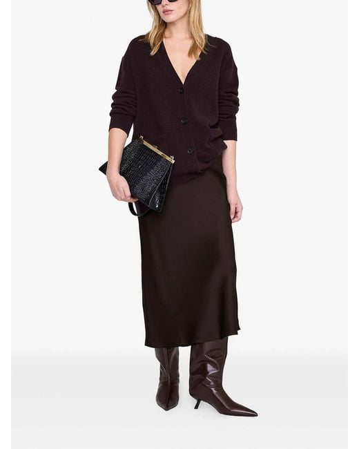 Anine Bing Black Bar Satin Skirt