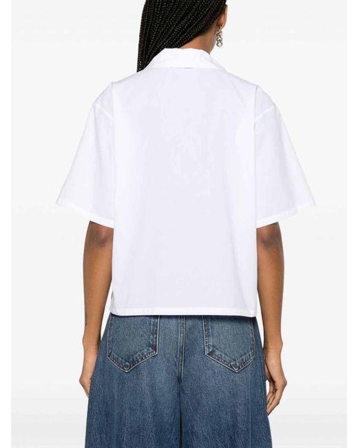 KENZO White Boke Flower Cotton Cropped Shirt