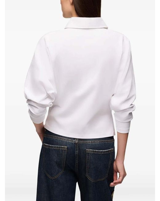 Ganni White Heavy Stretch Jersey Draped Polo