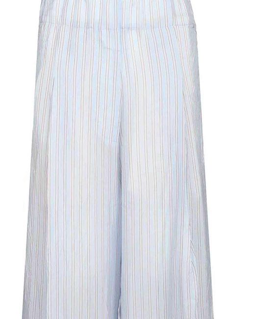 Dries Van Noten White Striped Wide-Leg Trousers