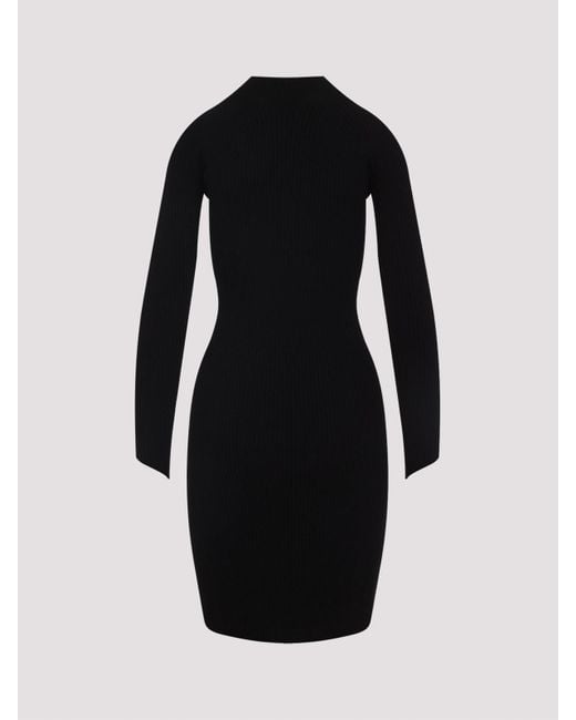 Courreges Black Circle Rib Mini Dress