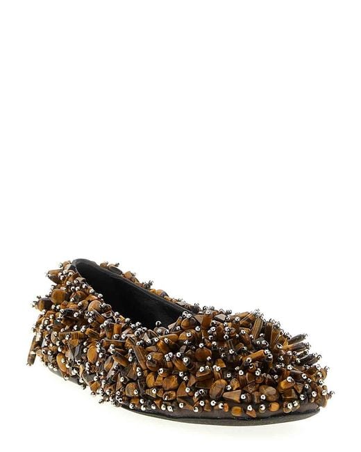 Dries Van Noten Brown Beaded Ballet Flats