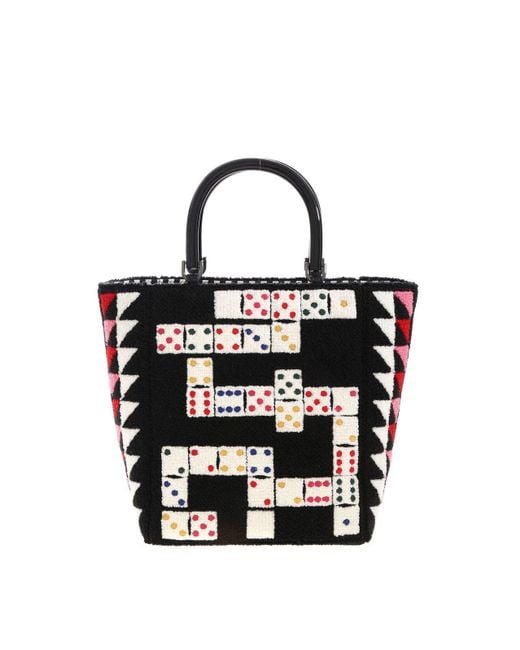 Lulu Guinness White Domino Bibi Handbag