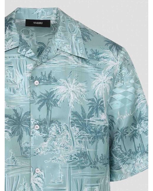 Amiri Blue Chateau Sketch Bowling Shirt for men