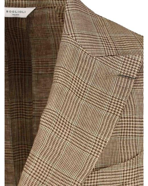 Boglioli Natural Double-Breasted Linen Blazer for men