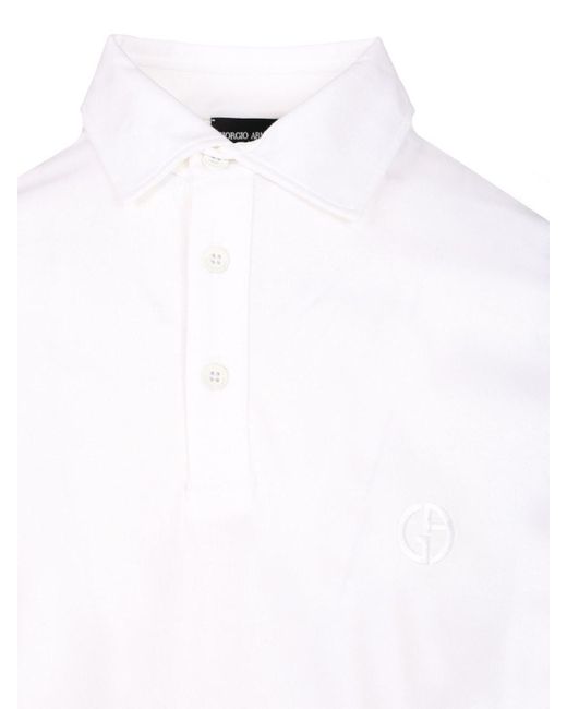 Giorgio Armani White Cotton Polo Shirt for men