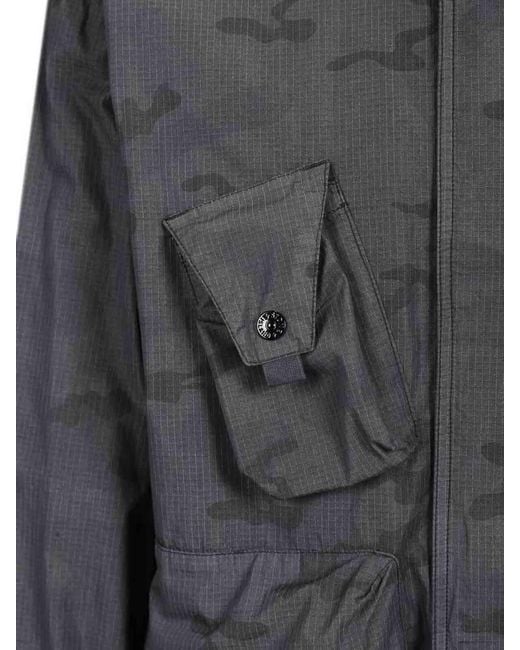 Stone Island Gray Faded Camo S00E9 Light Ripstop-Ovd Field Jacket for men