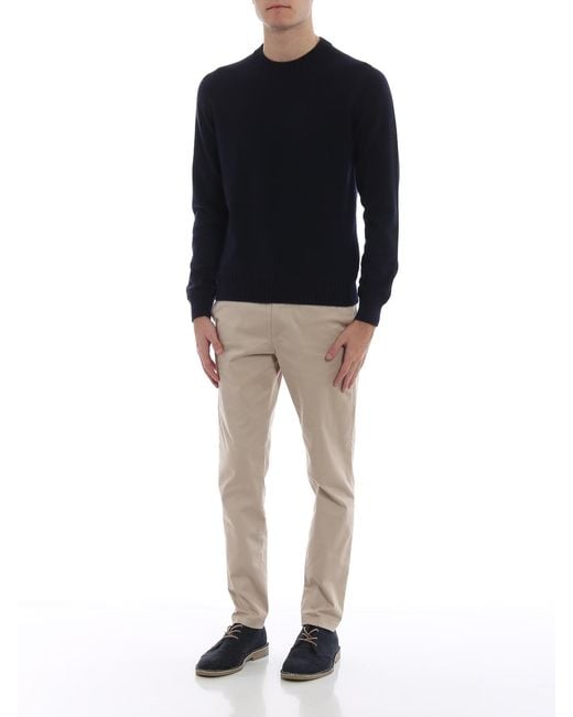 Paolo Fiorillo Blue Maxi Ribs Detail Cashmere Crew Neck Sweater for men