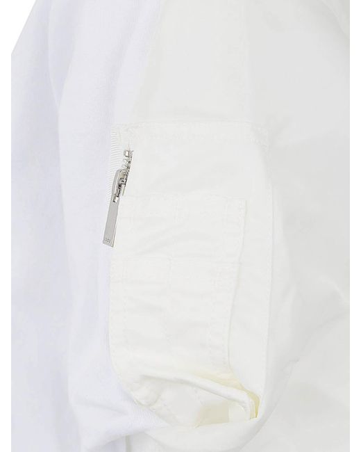 Sacai White Nylon Twill X Cotton Jersey T-Shirt