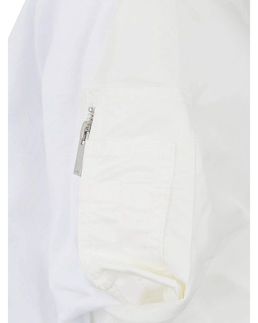 Sacai White Nylon Twill X Cotton Jersey T-shirt