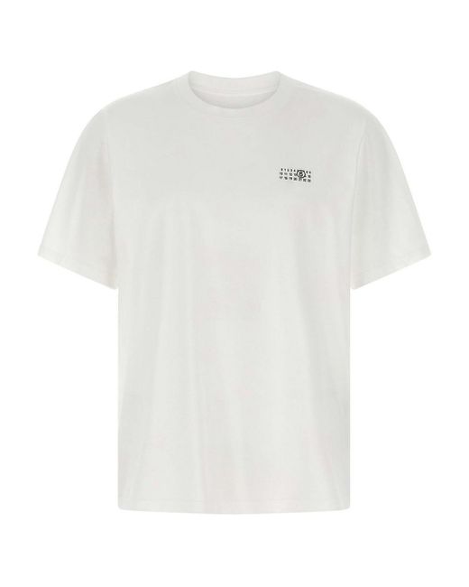 MM6 by Maison Margiela White Cotton Jersey Printed T-Shirt With Crewneck for men
