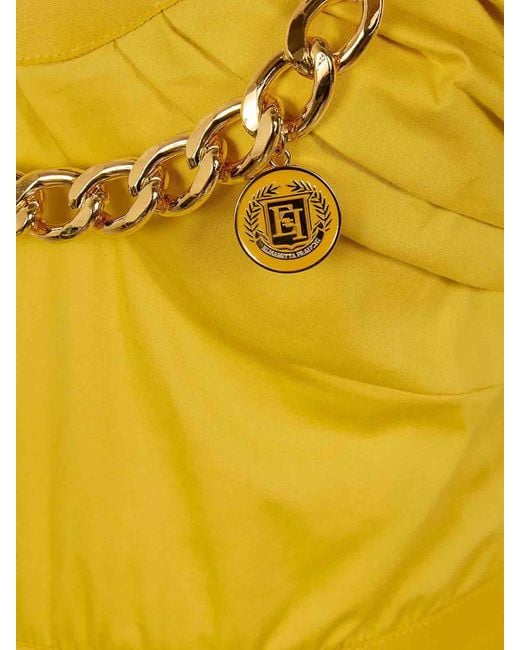 Elisabetta Franchi Yellow Flared Skirt Midi Dress