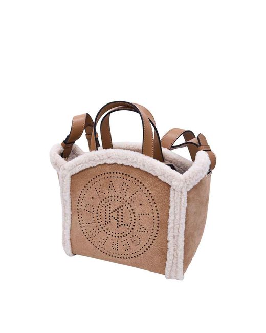 Karl Lagerfeld Brown K/Circle Small Tote Shearling