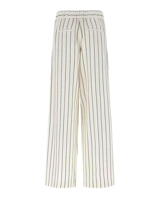 Peserico White Pinstriped Twill Pants