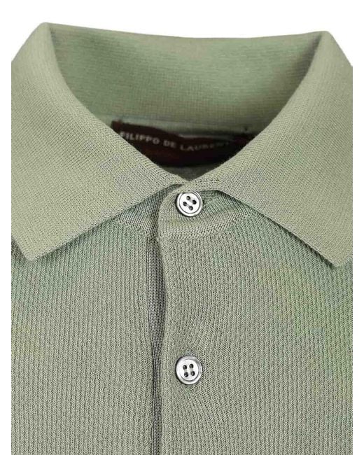 FILIPPO DE LAURENTIIS Green Pique Polo Shirt for men