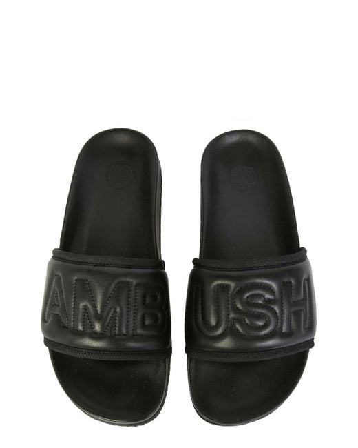 Ambush Black Leather Slide Sandals