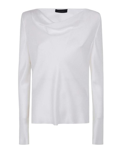 Alberta Ferretti White Satin Blouse
