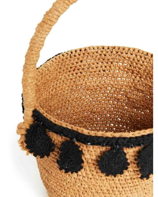 Alanui Natural Paisley Rafia Basket Bag